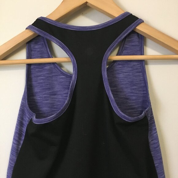 Jill Yoga Two Tone Deep Blue Heather Scoop Racerback Tank Top - Picture 6 of 13